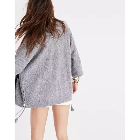 Madewell Gray Side Lace Cardigan Relaxed Fit Sweater S - Picture 2 of 7